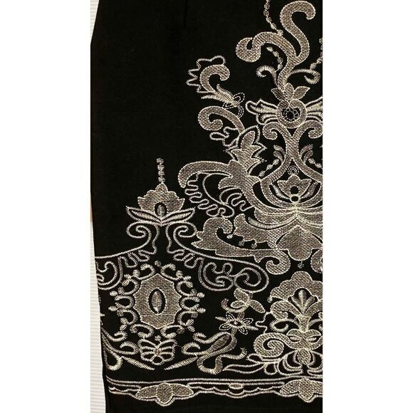 SWEEWE PARIS Black Gold‎ Embroidery Lined Pencil Skirt Sz S - Picture 2 of 8